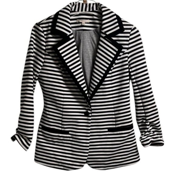 41 Hawthorne Black/White Stripe Blazer With Scrunched Arms SIZE-SMALL - Picture 1 of 5